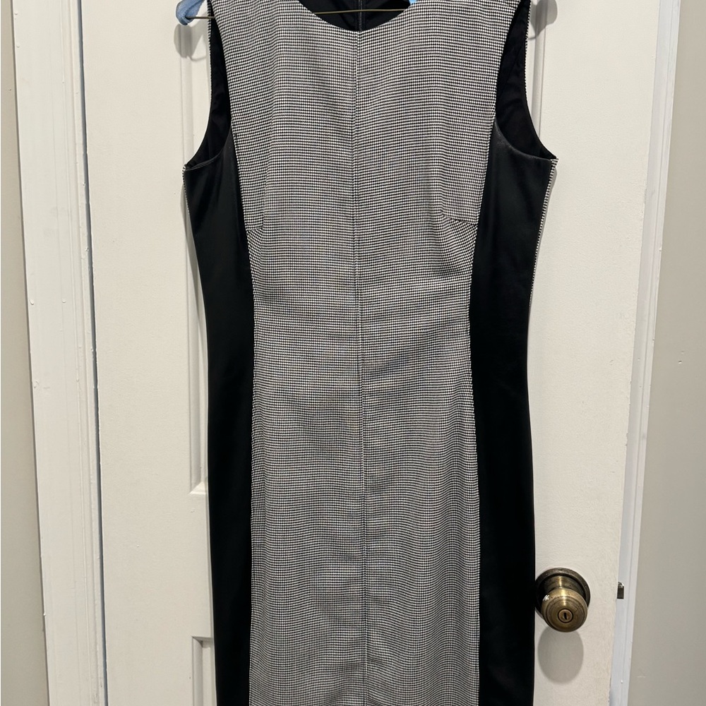 White House Black Market Black and Gray Midi Dress